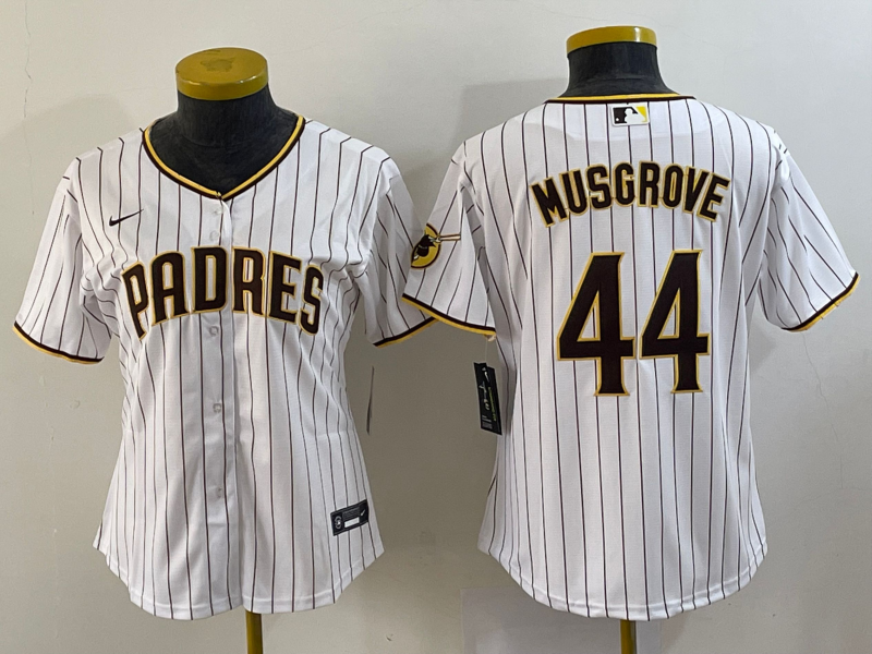 Women's San Diego Padres #44 Joe Musgrove White Stitched Baseball Jersey(Run Small) Women's San Diego Padres #44 Joe Musgrove White Stitched Baseball Jersey(Run Small)